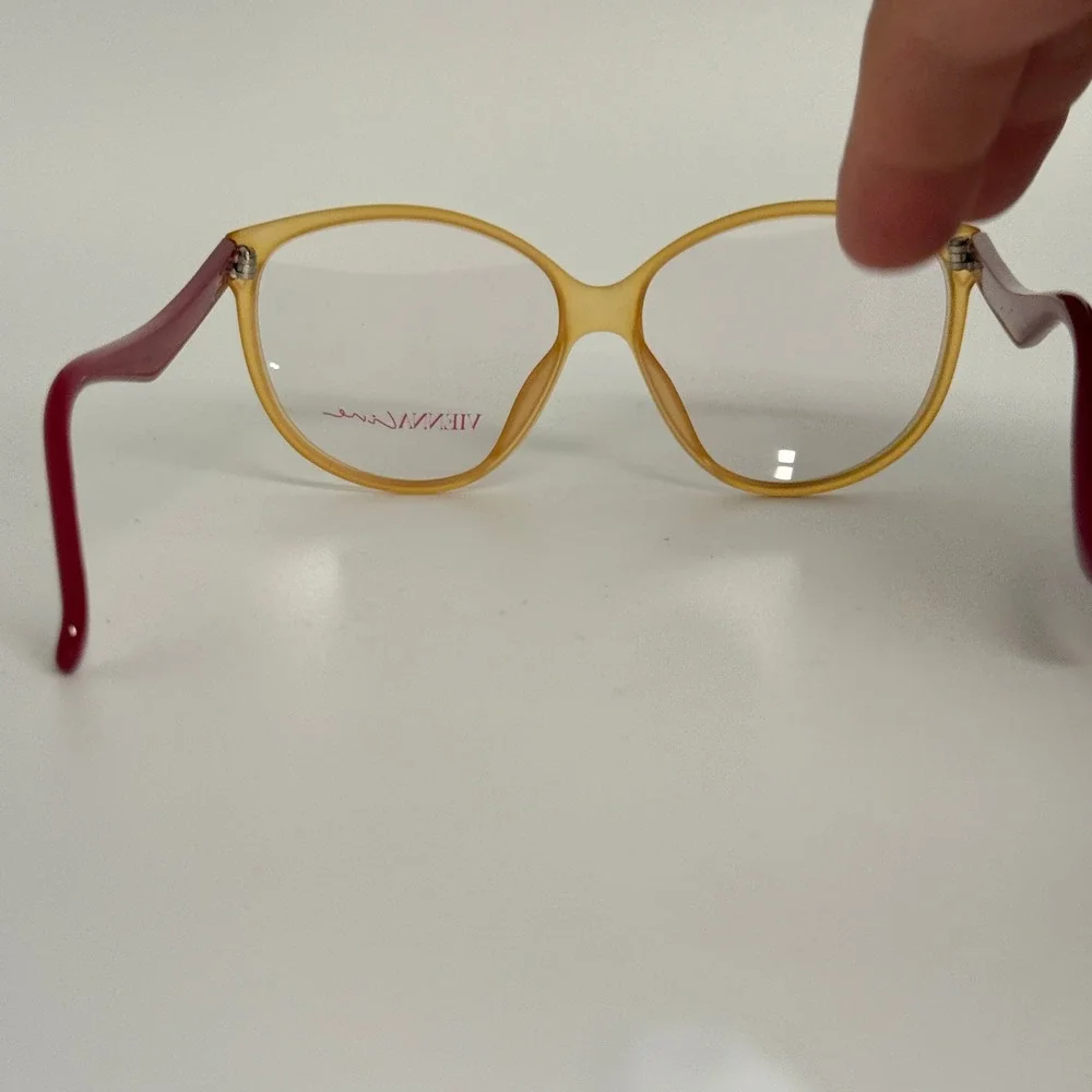 Vienna Line 1402 80 Eyeglasses Frames Yellow Red Optyl Made in Germany 53-12 130